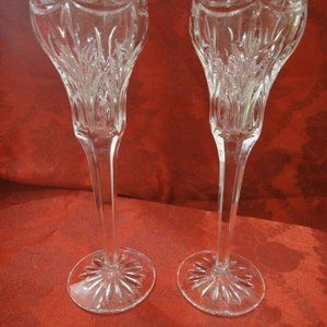 🌲🎁 set of 2 Waterford Marquis Canterbury 8.5" Candlestick